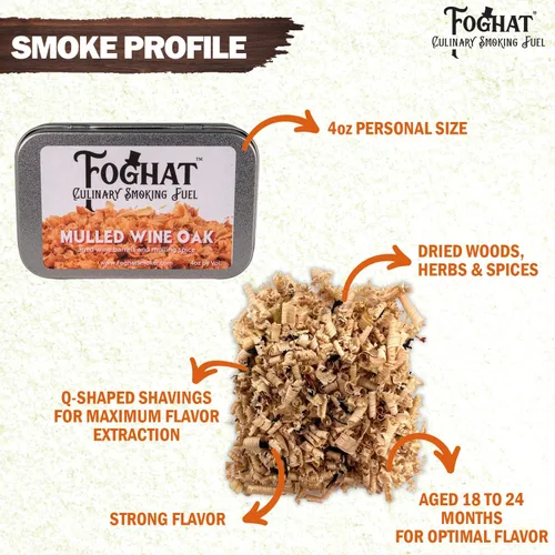 Vista 3 de Foghat Cocktail Smoker Virutas de madera – Virutas de roble de vino caliente de 4 onzas para ahumador, whisky y bebida, chips de madera natural