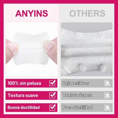 Vista 3 de 1200 toallitas de uñas sin pelusas, toallitas quitaesmalte de uñas