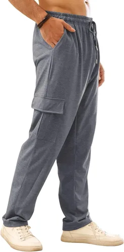 Vista 6 de CTU Pantalones deportivos de entrenamiento para hombre, pantalones deportivos con parte inferior abierta, pantalones casuales holgados con bolsillos