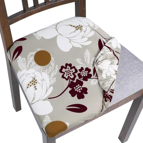 Vista 34 de SearchI Juego de 2 fundas de asiento para sillas de comedor, fundas de asiento elásticas con estampado, extraíbles y lavables, fundas de cojín