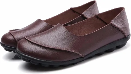 Vista 3 de Women's Cowhide Leather Loafers Flats Moccasins Slip-On