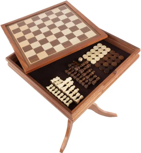 Vista 6 de Trademark Games - Mesa de juego reversible con tablero de ajedrez y backgammon - Muebles de sala