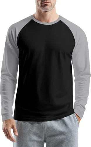 Vista 16 de Camisas de manga larga para hombre, camiseta casual de cuello redondo, suave, elástica, M-3XL