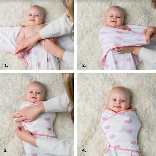 Vista 3 de Ziggy Baby Juego de manta ajustable para bebé niña, tamaño pequeño/mediano, 0-3 meses, paquete de 3 unidades, peonía rosa, corazón rosa, cuadros