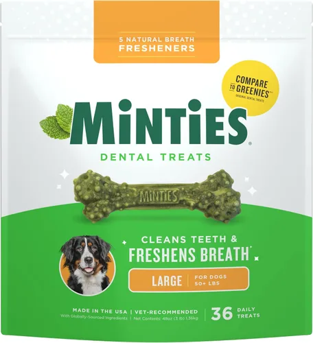 Vista 20 de Minties VetIQ - Golosinas dentales en hueso para perros, masticables dentales para perros medianos a grandes (más de 40 libras), 40