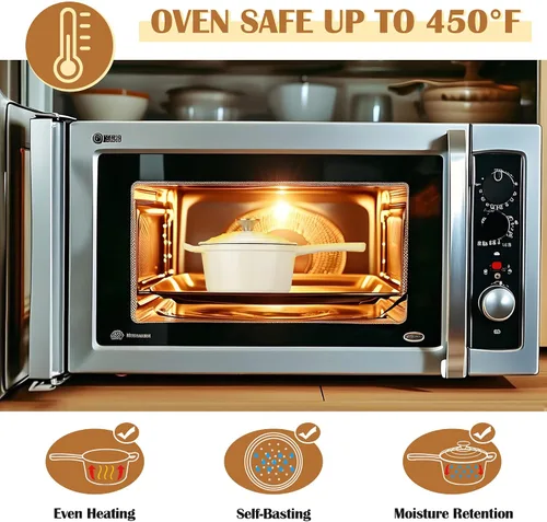 Vista 7 de E-far Sartén de hierro fundido esmaltado con tapa, cacerola de horno holandés de 1 cuarto de galón, mini olla para cocinar, hervir, saludable