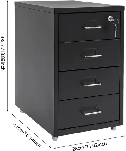 Vista 3 de TFCFL 4 Drawer Metal File Cabinet, 11.02lb/Drawer,Lockable Top(Black)