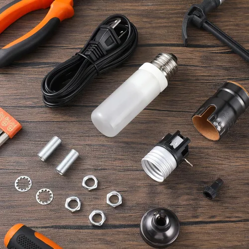 Vista 7 de Kit de reparación de lámpara Honoson Reemplazo de cable de mesa Piezas de lámpara con enchufe de 3 vías Cable a juego y kit de cableado de hardware