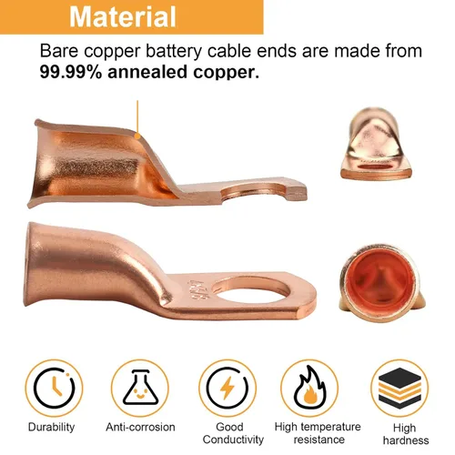 Vista 3 de 25 piezas de terminales de anillo de 1/0 AWG-1/2 (M12), terminales de anillo, conectores de terminal, terminales de cable resistentes, terminales