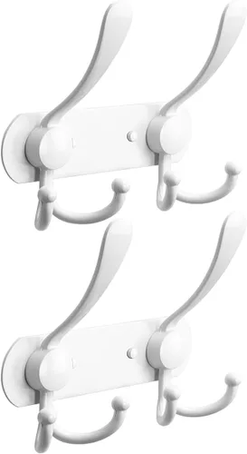 Vista 7 de NearMoon Perchero montado en la pared, paquete de 2 ganchos resistentes para toallas de baño, de acero inoxidable, gancho de metal para toallas