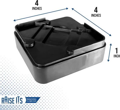 Vista 3 de Raise ITS Furniture Risers - Elevador de cama, color negro, 1 x 4 x 4 pulgadas (8 unidades)