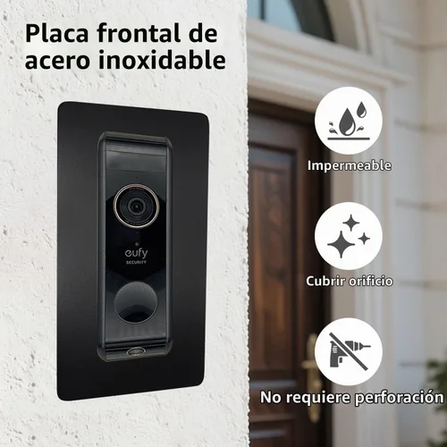 Vista 3 de Placa frontal de acero inoxidable, accesorios para UE - timbre de video - Fy/Video Doorbell, E340, 2K HD, S330, C30, C31, delgado, soporte, placa