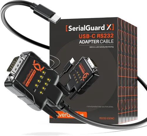 Vista 11 de SerialGuardX Adaptador serie USB-C a RS232 DB9 9 LED, chipset FTDI