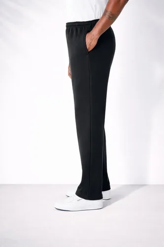 Vista 4 de KingSize - Pantalones de chándal para hombre grandes y altos de forro polar con parte inferior abierta Negro (0816)