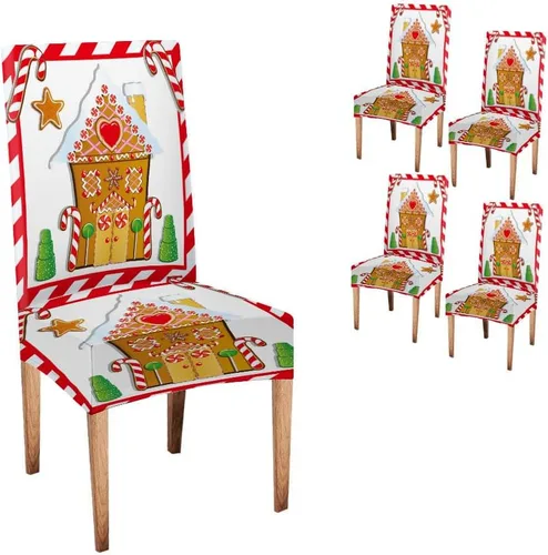 Vista 247 de CAPSCEOLL Christmas Dining Chair Covers,Snowflakes Festive Winter Pattern Stretch Chair Covers for Dining Room Set of 2 Washable Spandex Parson
