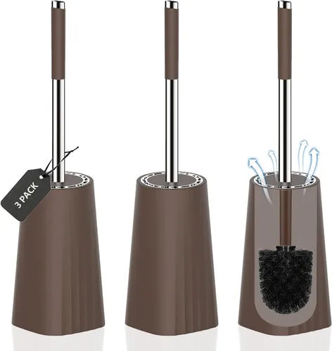 Vista 14 de SetSail Cepillo de Inodoro, Juego de Cepillo de Inodoro de Tamaño Compacto y Soporte para Baño con Mango de Acero Inoxidable, Cepillo Limpiador