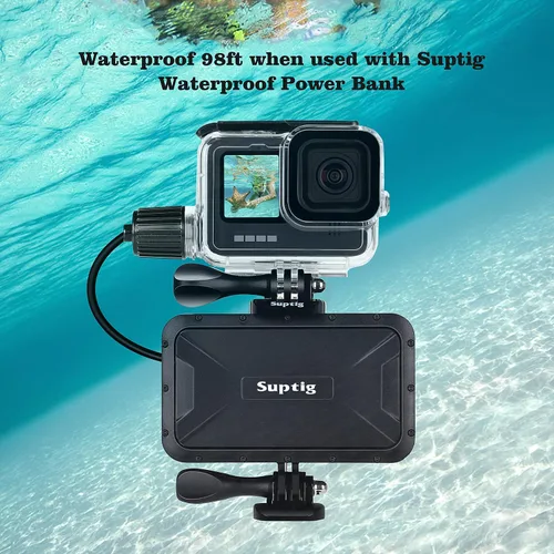 Vista 4 de Suptig Funda impermeable, funda subacuática, funda protectora de buceo compatible con GoPro Hero 13, 12, 11, 10, 9, negro, impermeable, 164 pies
