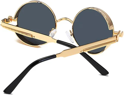 Vista 5 de Dollger Gafas de sol vintage Steampunk retro con marco circular redondo de metal