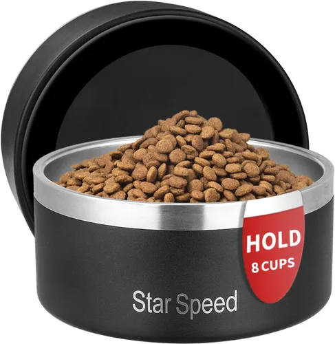 Vista 30 de StarSpeed - Cuencos aislados de acero inoxidable para perros de 24 onzas (color negro)