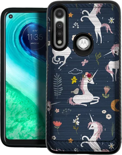 Vista 8 de CasesOnDeck - Funda de doble capa compatible con Motorola Moto G Power (2020) [Armadura cepillada] Carcasa de dos piezas de metal cepillado