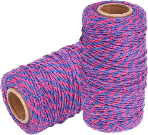 Vista 10 de Cuerda de Hilo de Algodón para Panaderos: 2 Rollos de Cordel para Manualidades Envolver Regalos - 656 Pies de Cordel Negro Blanco para Cocina
