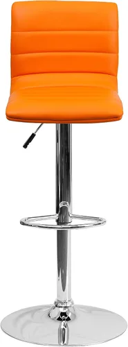 Vista 17 de Flash Funiture silla de bar ajustable con base cromada, Vinilo, Gris