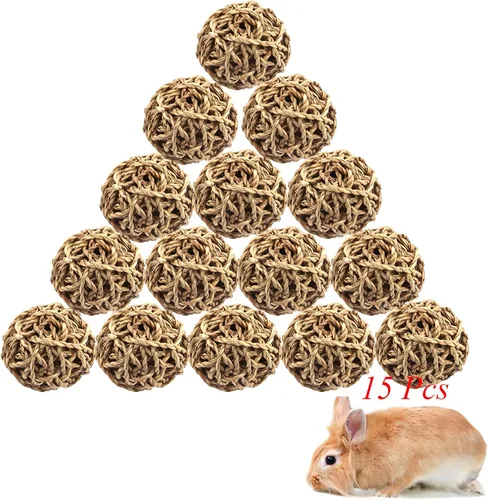 Vista 8 de Hamiledyi 10 bolas de hierba de conejo de 2.8 pulgadas, bolas grandes de conejillo de indias, juguete de enriquecimiento de actividad para conejo
