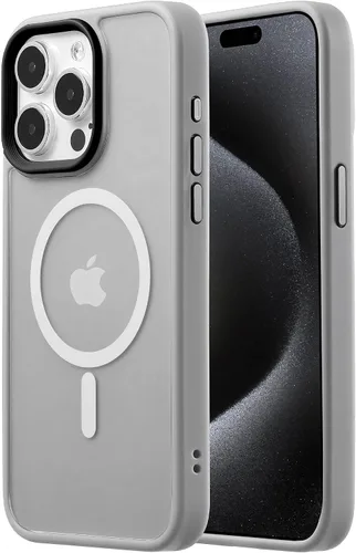 Vista 75 de Tigowos Funda magnética para iPhone 15, resistente a las caídas, sensación de piel mate, a prueba de golpes, ajuste delgado para iPhone 15, negro