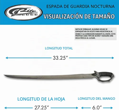 Vista 3 de SZCO Espada Night Guard de Espiga Completa de 33" – Espada Machete Táctica con Hoja de Acero al Manganeso, Mango Envuelto en Cuero, Funda Incluida