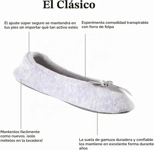 Vista 2 de Isotoner Zapatillas de bailarina Mictroterry con lazo de satén para mujer (2 unidades)