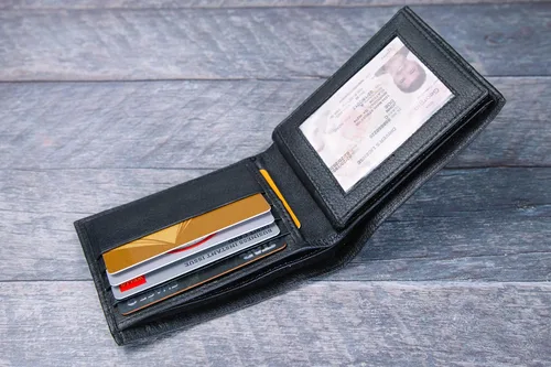 Vista 5 de Billetera para hombre de piel auténtica RFID bloqueo de señal bifold multitarjeta monedero monedero