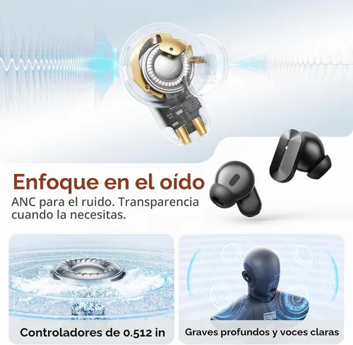 Vista 4 de Kinglucky Auriculares inalámbricos 2 en 1, auriculares intrauditivos y abiertos con clip, ajuste cómodo, auriculares Bluetooth 5.4 con micrófono