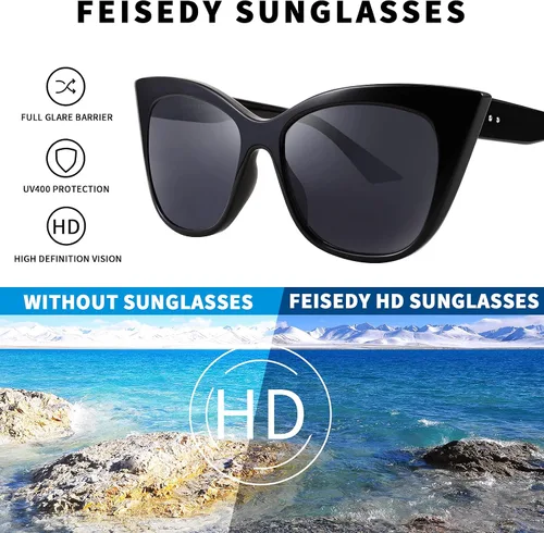 Vista 4 de FEISEDY Retro Vintage Cateye Gafas de sol para mujer UV400 Protección Sombras B4019