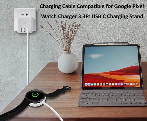 Vista 5 de 2 cables de carga USB C para Google Pixel-Watch 1, soporte magnético de repuesto USB tipo C, para Google Pixel Smartwatch 1