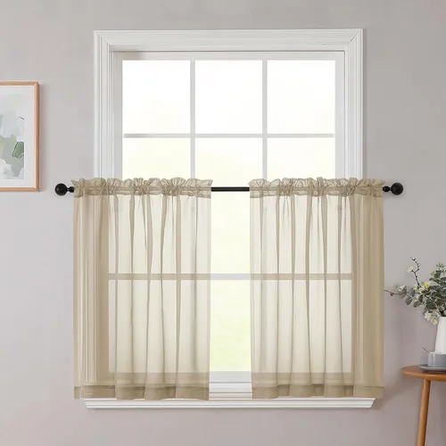 Vista 315 de 2 paneles de cortinas traslúcidas blancas para dormitorio, sala de estar, 96 pulgadas de largo, modernas, suaves, ligeras, con bolsillo para barra
