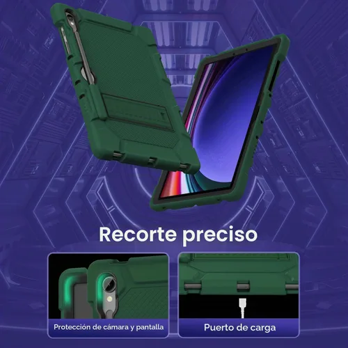 Vista 7 de Funda para Samsung Galaxy Tab S10 Lite/ S10 FE/ S9 FE 5G 10.9 Pulgadas/Galaxy Tab S9 11 Pulgadas 2023, Funda Protectora a Prueba de Golpes con Verde