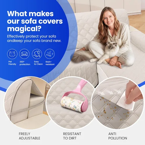 Vista 6 de XINEAGE Fundas 100% impermeables para sofá modular en forma de L, reversible, lavable, con botones de chaise plum flower, protector de muebles