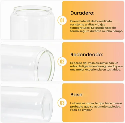 Vista 4 de AGH - Paquete de 12 latas de vidrio de sublimación transparentes de 16 onzas con tapas y popotes de bambú, tarro de vidrio helado de masón, vaso