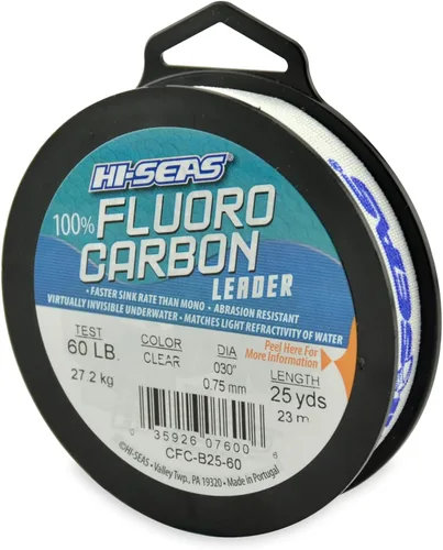 Vista 33 de HI-SEAS Líder de línea de pesca 100% fluorocarbono, líder invisible transparente, indetectable para peces, hundimiento rápido, 6 libras a 400 libras
