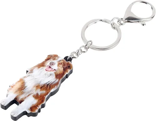Vista 3 de DUOWEI - Llavero para perro con borde marrón, acrílico, diseño de perro