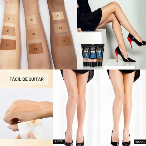 Vista 6 de Maquillaje de piernas impermeable sin transferencia, corrector corporal de cobertura completa para piernas, crema para cubrir venas, tono de piel