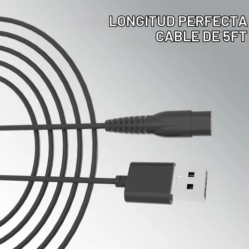 Vista 2 de Cable de alimentación de repuesto para cargador USB Manspot Trimmer