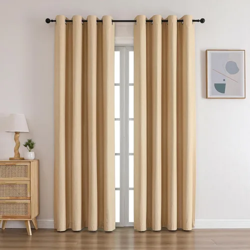 Vista 13 de Cortinas opacas con ojales para dormitorio y sala de estar, juego de 2 paneles con aislamiento térmico para oscurecer la habitación