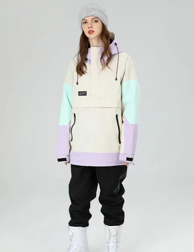 Vista 4 de SEARIPE Chaqueta de esquí para mujer, con capucha, para nieve, impermeable, para usar al aire libre