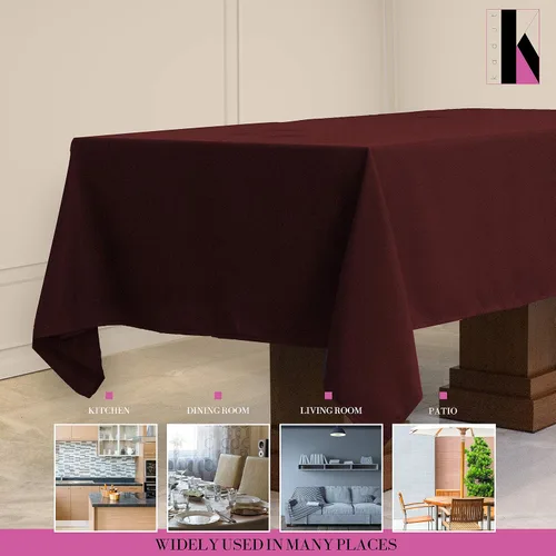 Vista 4 de Kadut - Mantel rectangular (60 x 102 pulgadas) para mesa de 6 pies. Borgoña