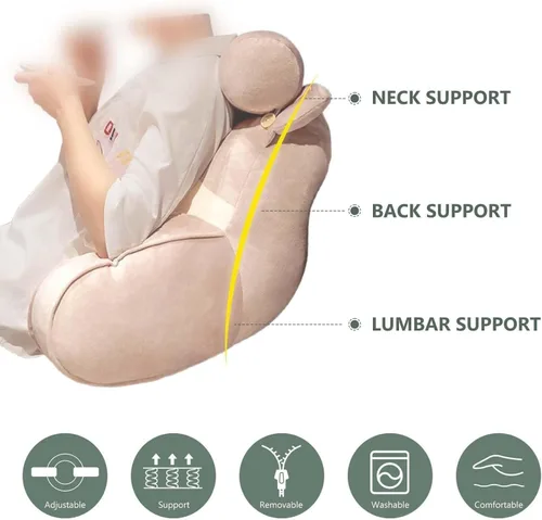 Vista 2 de Reading Pillow for Bed with Arms, Ergonomic Back Support Cushion Chair for Adults, Soft Bed Rest Pillow for Sitting, Floor, Sofa - Perfect for