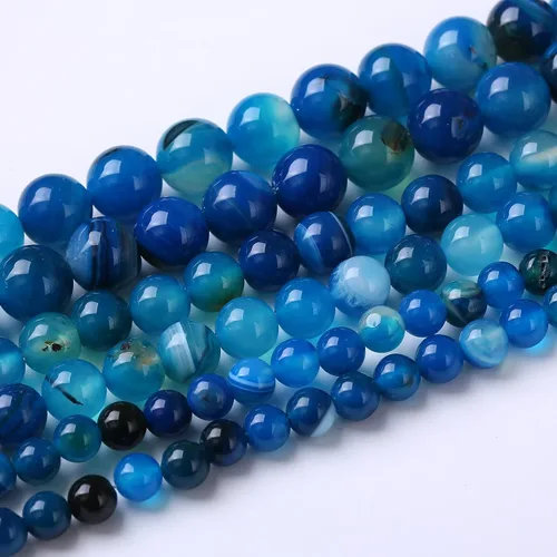 Vista 41 de Cuentas sueltas redondas de gemas naturales cuentas de piedra de energía de cristal para hacer joyas 15" (calcedonia afgana, 6 mm)