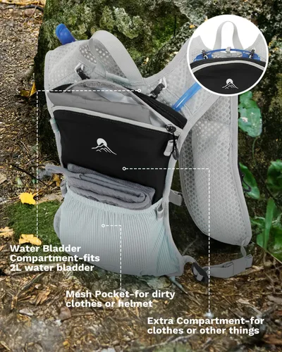 Vista 4 de Chaleco de correr para mujeres y hombres, mochila de hidratación para correr, chaleco para corredores, chaleco de hidratación, con soporte frontal