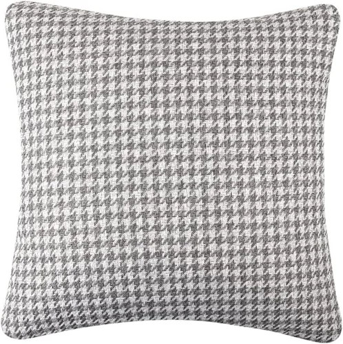 Vista 5 de Yeiotsy 2 fundas de cojín geométricas de pata de gallo para sofá, cama y silla, hechas de algodón y lino (18 x 18 pulgadas, gris)