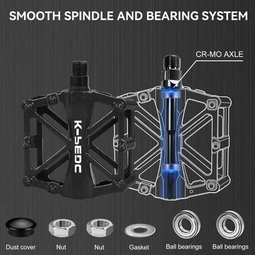Vista 4 de TXJ Sports Pedales de bicicleta 9/16 "Pedales de bicicleta de montaña, pedales de plataforma ligeros de aluminio para bicicletas de carretera BMX MTB